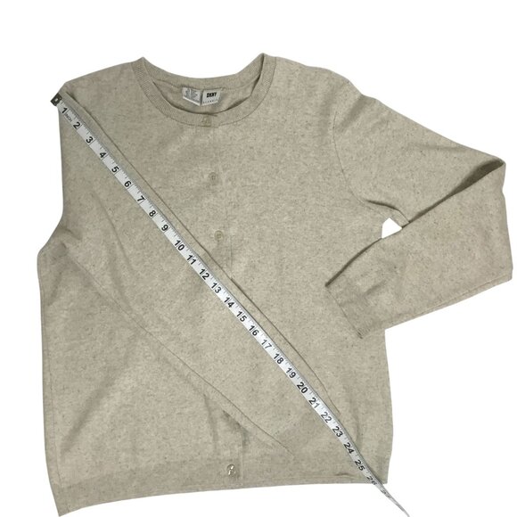 Vintage DKNY Classic Oatmeal Knit Cardigan Skirt Set Cotton Linen L Hong Kong - Picture 5 of 8